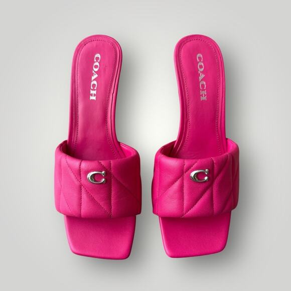 Coach Pink Wedge Sandals with Quilted Strap sz 9,5 - Picture 1 of 8
